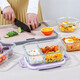 
Xinmeiya Microwave lunch box Student lunch box Separate lunch box Bento box Glass fresh box Insulation bag with lunch box Office worker Yanlan + tableware set-Sanpe 1050ml