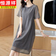 Hengyuanxiang silk dress summer 2024 new style women's summer mulberry silk dress temperament women's clothing gray 2XL 110-125Jin[Jin equals 0.5 kg]