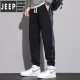 JEEP SPIRIT吉普瘦高个子加长版运动休闲裤子男春秋款190cm超长束脚学生休闲 12113裤长110cm黑蓝色-春秋款 XL 125-140斤左右