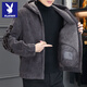 Playboy Double-sided Velvet Jacket Men's Autumn and Winter New Thick Velvet Warm High-end Loose Casual Jacket Men's Jacket Upgraded Velvet Lining Stand Collar Gray 2XL Recommended 130-145 Jin Jin equals 0.5 kg