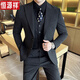 Hengyuanxiang casual suit jacket men's high-end fashion British slim lapel two-button groom's wedding suit gray single suit XL 125-140Jin Jin equals 0.5 kg