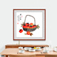 Han'ao famous hand-painted Chinese painting restaurant decoration painting entrance hall hanging painting corridor wall painting ink painting persimmon persimmon Ruyi mural everything goes well with arc brown frame framed with solid wood frame 65*65cm