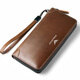 
British Paul genuine leather wallet men's long zipper wallet high-end men's card bag multi-function handbag birthday gift for men to give to boyfriend brown - counter gift box - removable wrist strap