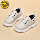 G.duck Little Yellow Duck Boys' Leather Shoes British Style 2024 Spring Soft Sole Children's Baby Shoes Korean Style Lace-Up Little Girls Leather Shoes Black 23