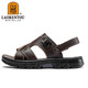 Old man's head (LAORENTOU) beach shoes men's slippers toe layer cowhide lychee pattern shoes two outdoor sandals LT12033 brown 42
