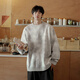 NEW OR MODE American round neck sweater for men in autumn and winter new loose and versatile retro high-end tie-dye fashion brand casual knitted sweater gray 2XL
