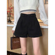 Hao'e Woolen Shorts for Women Spring and Autumn New Style Wide Leg Pants for Slimming Versatile Bottoming Pants for Small People with Boots Black Woolen L Recommended 110-125Jin Jin is equal to 0.5kg