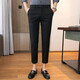 Ding Gude Summer Business Casual Hosen für Männer Neun-Punkte Slim Westkoreanische Version Herrenhosen für Männer in der Herrenhose Trendy Straight-Bein Stretchhose für mittlere Alter und junge Menschen 723 Neun-Punkte Black 29