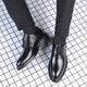Gonai men's inner height increasing men's shoes, formal leather shoes, men's business casual shoes, genuine leather height increasing shoes, men's British derby shoes, black, height increasing 8cm, genuine cowhide, four seasons 40 (250mm)