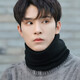 FitonTon neck scarf men's winter solid color thickened warm neck gaiter plus velvet cold scarf neck gaiter FTW0030 black