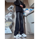 7 high-end products, micro-flare jeans, men's spring and summer style, American high street loose straight slim sci-fitting sci-cut trousers for men, DF-719 black regular L
