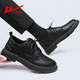 Pull back business casual shoes men's low-cut work shoes men's British lace-up leather shoes men 0650 black 42