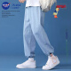 NASA GOOD jeans men's four seasons Korean style loose straight men's pants Hong Kong style casual long trousers men's light blue XL