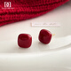 DAISY DREAMS 925 Silver Needle Ancora Red Sugar Cube Stud Earrings for Women 2025 New Year Hot Style Retro Earrings Red Ear Jewelry Retro Square Earrings 925 Silver Needles Pair