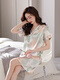Zhenyunyuan ice silk nightgown for women in summer 2025 new summer emulation silk short-sleeved long pajamas for women pregnant mother dress 9928 M