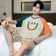 Big Children Pyjamas 12-15 ans hommes adolescents à manches courtes Big Children Junior School élèves pyjamas hommes à manches courtes en coton pur d'été d'été d'été de Kachu 13 ans 15 shorts à manches courtes xy 1390 standard L (hauteur 165-172 poids 110-135jin [Jin équivaut à 0,5 kg]