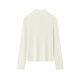 Semir long-sleeved t-shirt women's short half turtleneck thin velvet light warm bottoming shirt 2024 winter new solid color slim fit fleece inner milk white 10534 M