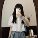 Suyoumi Summer New 2024 Camisa de manga corta de rufa Cúrcica de manga corta y cúrcuma de manga de hojaldre y manga dulce 701 M 95-105Jin [Jin equivale a 0,5 kg]