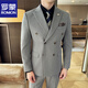 ROMON diagonal striped suit suit men's British business formal double-breasted groom's wedding thickened dress suit three-piece black (suit + pants + vest) XL 52 Reference 125-135Jin Jin is equal to about 0.5 kg