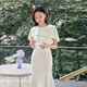 La Koradior triacetate fashionable new dress skirt temperament waist cape dress white S