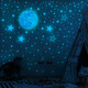 Shantoulin Village 30 m leuchtend mond leuchtende Sterne kreative fluoreszierende Wandaufkleber Kinderzimmerdekoration Cartoon Streifer Himmel Aufkleber von (blaues Licht) 1 Mond + 1049 Stern Punkte