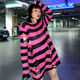 
Yuanle Shen mid-length punk dark versatile European and American ripped autumn and summer sweater for women couple stripes loose niche sweater new red one size