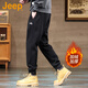 Jeep (Jeep) American Echt Jeep High-End-verdickte Casual Hosen für Herbst- und Winter-Trend-Brand-Fußhosen losen Sporthosen Black [offizielles authentisch] Plüsch L empfohlen [120-140jin [Jin gleich 0,5 kg]]]