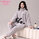 Modal autumn and winter coral velvet couple pajamas for women Korean style cute zipper cardigan home clothes men's simple casual suit CY9903 women M women
