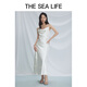 
THE SEA LIFE Elegant suspender dress for women 24 summer new product draped slim three-dimensional jacquard 17078-1 Black Mage M