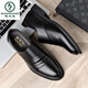 Woodpecker brand men's shoes genuine leather business formal leather shoes men's Korean version of height-enhancing shoes plus fin cotton shoes men's British shoes wedding shoes trend 6189 black style 44