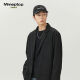 MMOPTOP高级感西服外套男士春秋季情侣纯色宽松休闲西装2516哑光黑L
