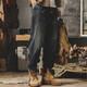 
Post-exploration American Harem jeans men's loose 2023 autumn and winter casual pants men's trendy splicing tying pants men's black regular style 4XL (200-220Jin [Jin equals 0.5 kg])