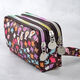Mangcang three zipper fabric wrist clutch bag women fashion versatile cartoon student bag long change key mobile phone bag style love