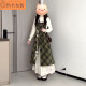 Zhidoudou Herbst- und Winterkleid für Frauen Winter Neukoreanischer Stil sanftes Stil Kleid für Frauenanzug japanischer altersreduzierender süßer Temperament 9896 Stricktop S
