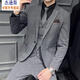 杰逊斯新郎西服套装男士三件套伴郎结婚礼服商务休闲正装帅气小西装外套 深灰色（西装+衬衫+马甲+裤子） XL