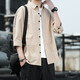 
JEEP SPIRIT Jeep Outdoor Shirt Men's Versatile Solid Color Korean Style Long Sleeve Men's Cropped Sleeve Summer Casual Top Men's Shirt Workwear Light Gray 8829 (Cropped Sleeve) XL