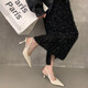 
Muni temperament sandals with skirt white high heels for women 2025 women's shoes summer French rhinestone pointed toe thin heel shoes off white 8CM [size 36]