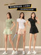 Traje de yoga de Aimengniao (Aimengniao) Traje para mujeres para carreras de verano y ejercicio de ropa de secado rápido Padres de yoga Camiseta de manga de la manga de la manga corta 2024 Set de estilo nuevo Black + Black L
