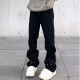 
7 high-quality American retro washing jeans men's loose high street straight hiphop design and handsome versatile pants SXNZ-7029 black L