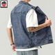 Aemape Apple Denim Vest Herrenjacke European und American Trendy Frühling großer Taschenhülsen und Mode Marke Vest Horse Clip 9215# Blue 4xl (Empfohlen 210 230jin [Jin gleich 0,5 kg])
