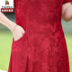 Caiyang Hengyuan Xiangxi Robe de banquet de mariage de mère de mère avec une robe Cheongsam de grande taille noble Nouveau style printemps automne et hiver Robe de mariée 9272 Bourgogne M Bourgogne M