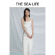 
THE SEA LIFE Elegant suspender dress for women 24 summer new product draped slim three-dimensional jacquard 17078-1 Black Mage M