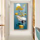 Xiao Lulin Light luxury entrance decoration painting New Chinese style entrance painting aisle corridor mural Nordic abstract elk hanging painting crystal porcelain painting 14088 Home and Fugui Crystal porcelain painting 90*180 cool black (customized size)