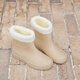 Xili 2023 new mid-tube rain boots for female internet celebrity mid-top waterproof shoes for adult kitchen anti-slip rubber shoes soft sole overshoes rain boots beige 37