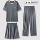 Heart-suggested Modal pajamas men's summer short-sleeved short-length trousers three-piece set for middle-aged and elderly thin large-size dad's home clothes 1695-3# (short-sleeved shorts + trousers) L men's 100-130Jin [Jin equals 0.5 kg]