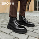 Zero Zero Martin Boots Winter New Black Lace-up Fleece Warm Leather Business Men's Boots Thick Sole Outdoor Boots Men Black [Wear-resistant Rubber Outsole] 42