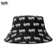 Kenmo (KENMO) double-sided fisherman hat men ins trendy brand hip-hop women versatile sun protection summer sun hat black large size