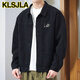 Klsjla Jacke Herren Frühlings- und Herbst-Hemd Revers Herbst-Kleidung Herrenarbeit Jacke Frühherbst-Jacke Top AI [verbesserte Version] K12806 Gray XS M [Empfohlen 90-120jin [Jin Equals 0,5 kg]]]