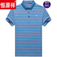 
Hengyuanxiang high-end short-sleeved T-shirt for men in summer middle-aged dad outfit, large size business casual pure cotton striped lapel Paul shirt men HFX691 blue M 165 [120Jin [Jin equals 0.5 kg]]