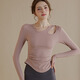 DADDECT thickened yoga wear long-sleeved T-shirt for women 2025 spring and summer with chest pad slimming running fitness Pilates top nude pink M